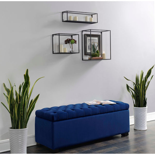  Elements International Chandler UCD286700 Shoe Storage Bench - Broadway Navy IMAGE 1