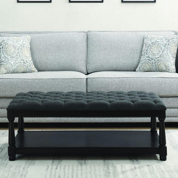  Elements International Beaumont UBM090BNKDG Ottoman - Heirloom Charcoal IMAGE 1
