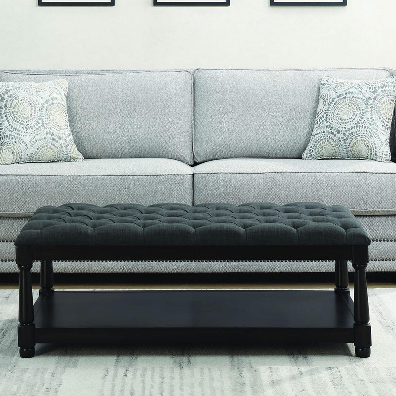 Elements International Beaumont UBM090BNKDG Ottoman - Heirloom Charcoal IMAGE 1