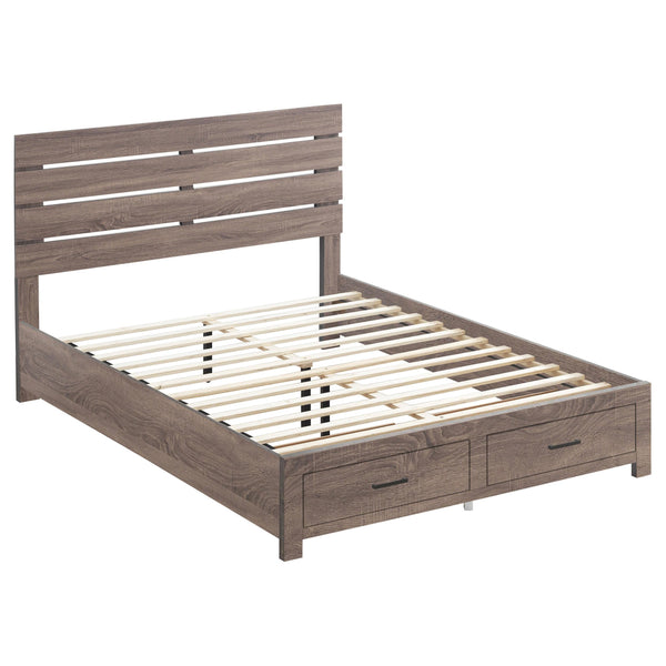 Coaster Furniture Brantford 207040Q Wood Queen Storage Panel Bed - Barrel Oak IMAGE 1