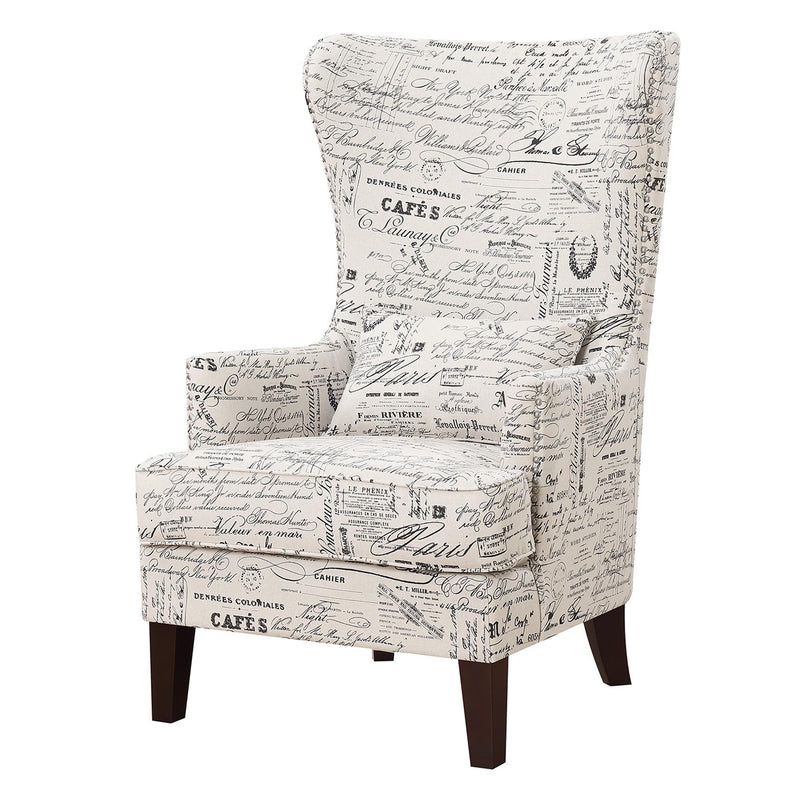  Elements International Kori Accent Chair - French Script IMAGE 1
