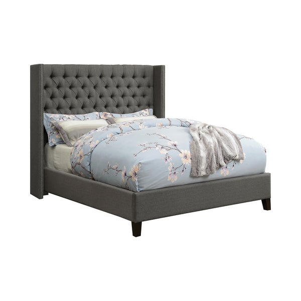 Coaster Furniture Bancroft 301405Q Upholstered Queen Wingback Bed - Grey IMAGE 1
