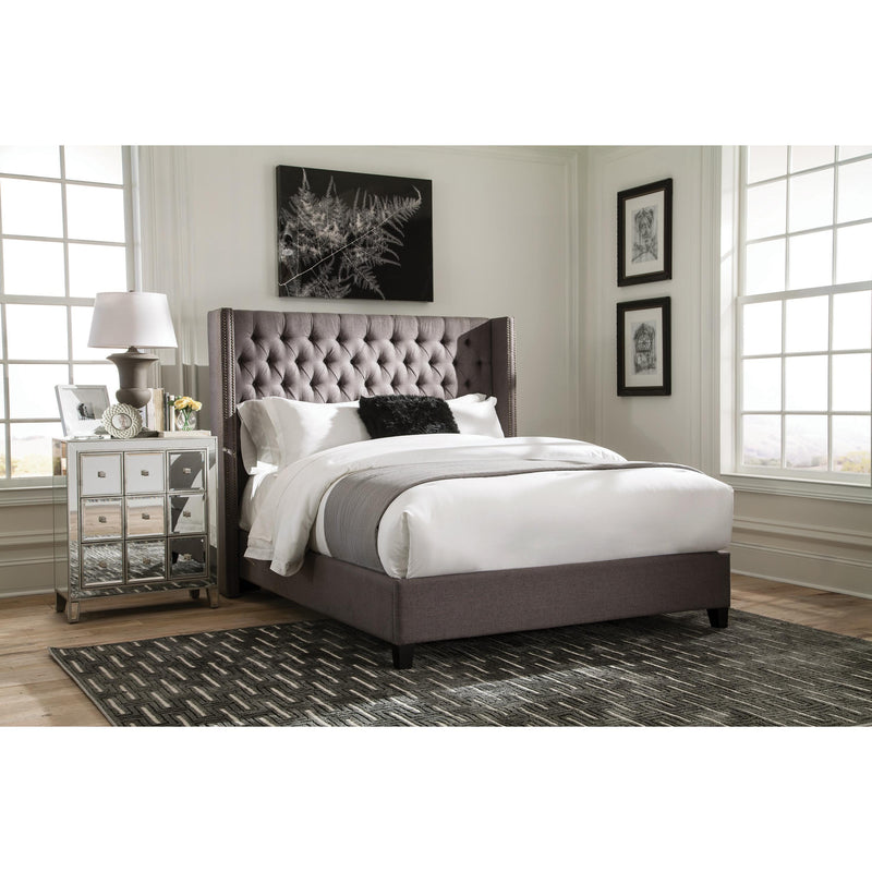 Coaster Furniture Bancroft 301405Q Upholstered Queen Wingback Bed - Grey IMAGE 8