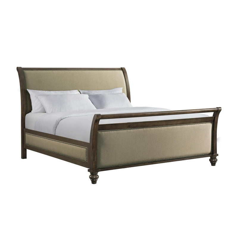 Elements International Chatham CH670KB King Upholstered Sleigh Bed - Dark Walnut IMAGE 1