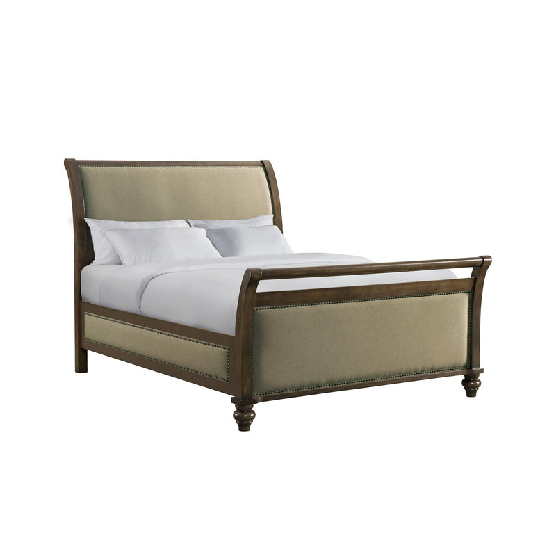  Elements International Chatham CH670QB Queen Upholstered Sleigh Bed - Dark Walnut IMAGE 1