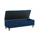  Elements International Crosby Tufted Storage Ottoman - Cobalt IMAGE 2