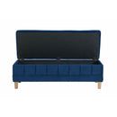  Elements International Crosby Tufted Storage Ottoman - Cobalt IMAGE 4