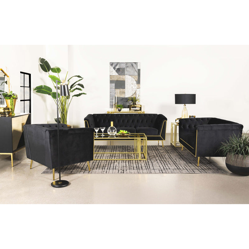 Coaster Furniture Adri 723608 Rectangular Glass Top Coffee Table - Matte Brass IMAGE 8