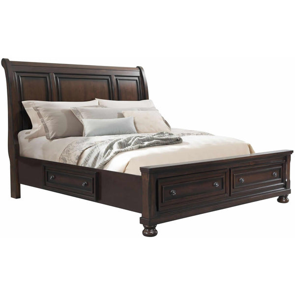  Elements International Kingston KT600KB King Sleigh Storage Bed - Walnut IMAGE 1