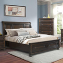  Elements International Kingston KT600QB Queen Sleigh Storage Bed - Walnut IMAGE 1