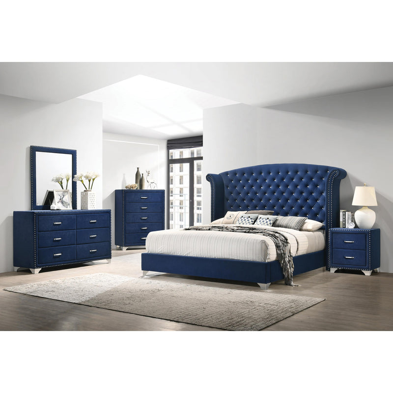 Coaster Furniture Melody 223371KE Upholstered Eastern King Wingback Bed - Pacific Blue IMAGE 3