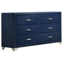 Coaster Furniture Melody 223373 6-Drawer Upholstered Dresser - Pacific Blue IMAGE 1