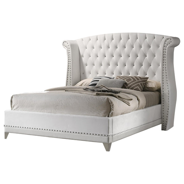 Coaster Furniture Barzini 300843KW Upholstered California King Wingback Bed - White IMAGE 1