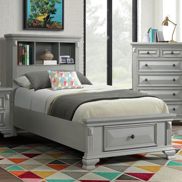  Elements International Calloway CY350FB Full Bookcase Storage Bed - Grey IMAGE 1