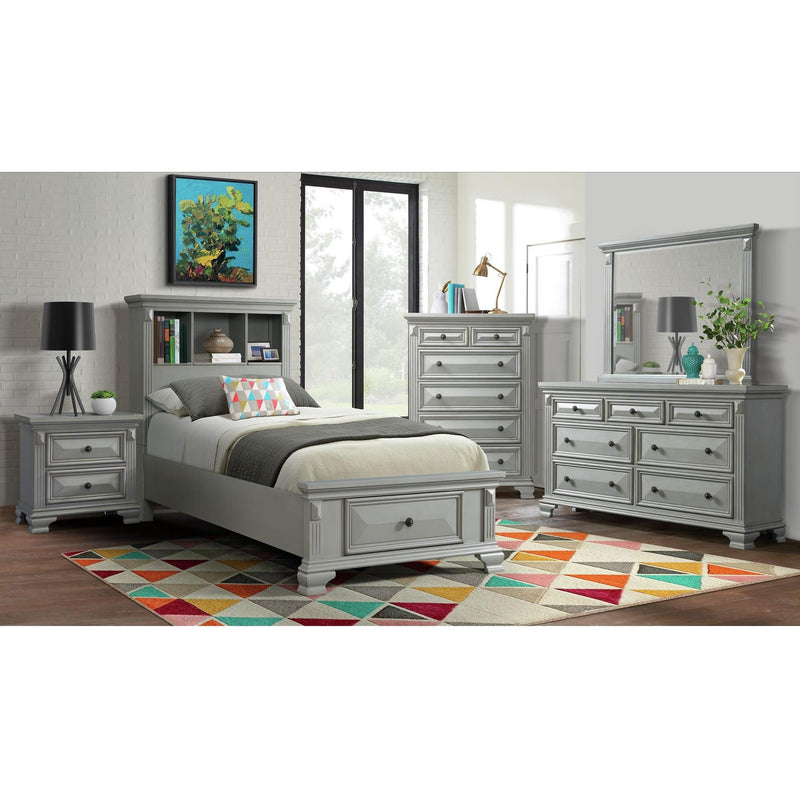  Elements International Calloway CY350FB Full Bookcase Storage Bed - Grey IMAGE 3