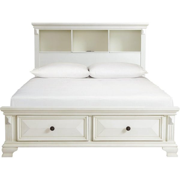  Elements International Calloway CY750QB Queen Bookcase Storage Bed - White IMAGE 1