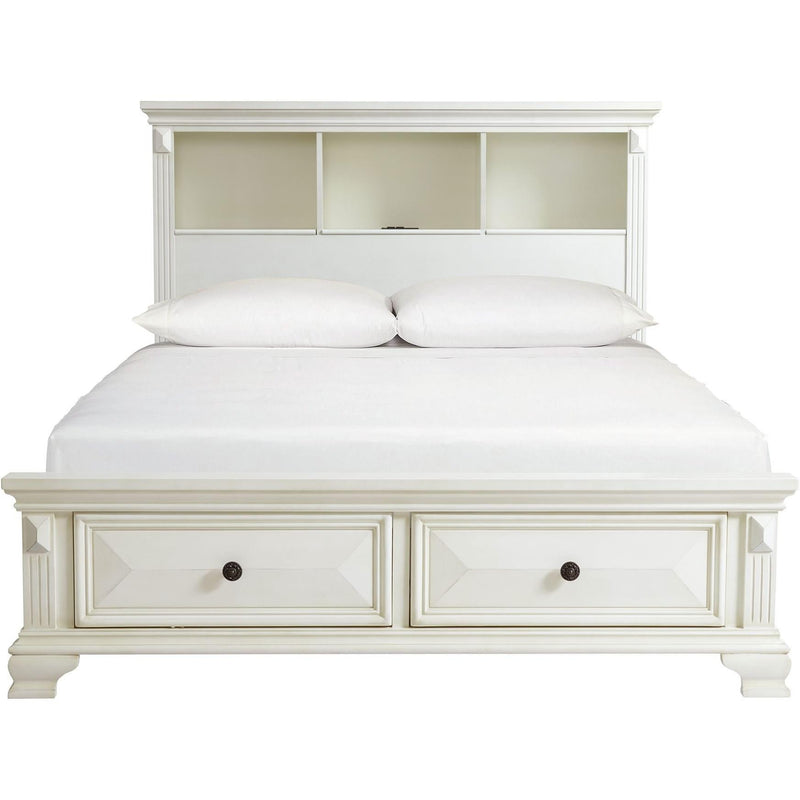  Elements International Calloway CY750QB Queen Bookcase Storage Bed - White IMAGE 1