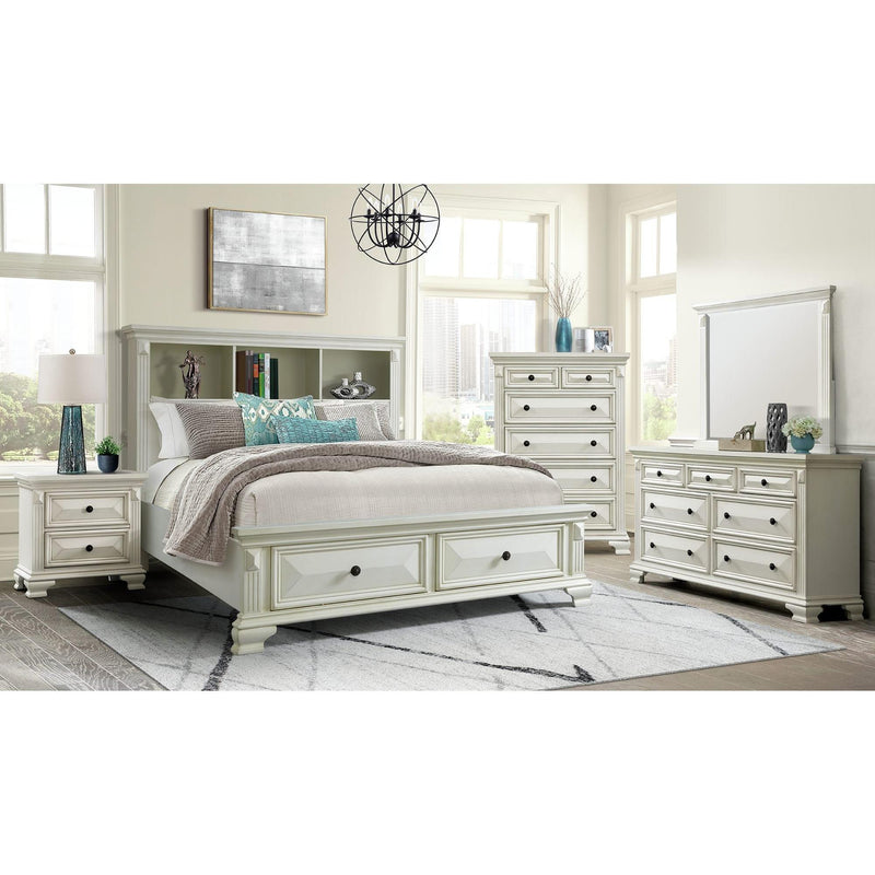 Elements International Calloway CY750QB Queen Bookcase Storage Bed - White IMAGE 2