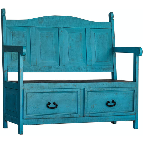 Elements International Alexander MAAX100MBN Monasterio Bench w/ Storage - Turquoise IMAGE 1