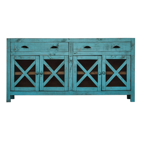 Elements International Bruno MABR042DR Accent Cabinet - Turquoise/Brown IMAGE 1