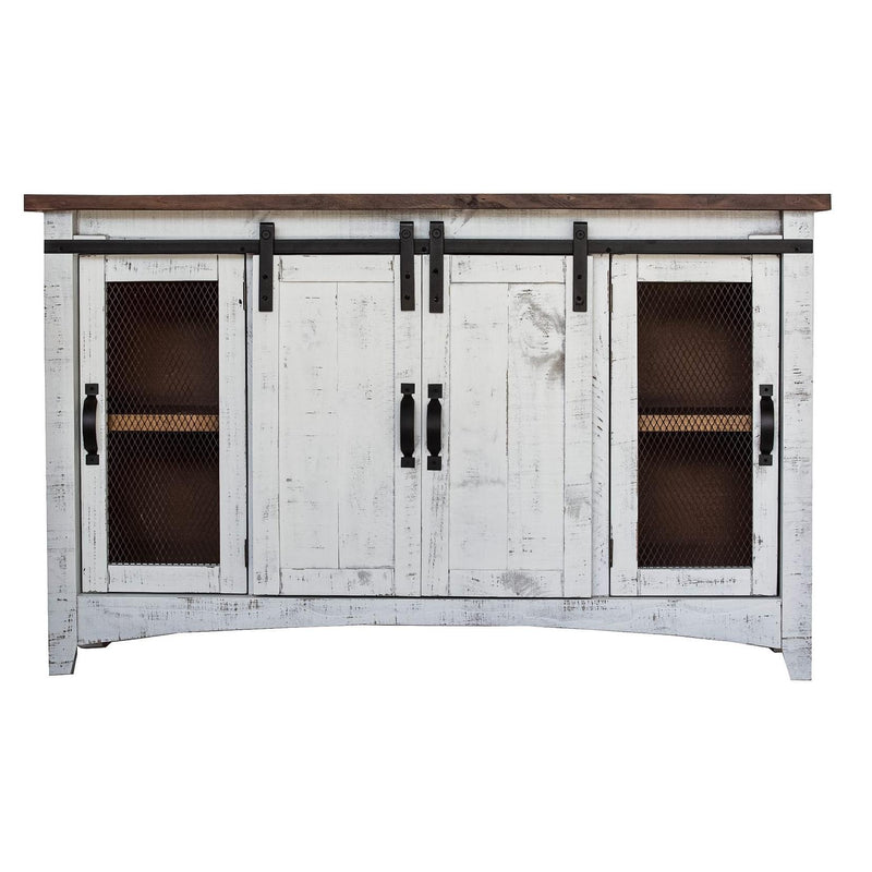  Elements International Hugo MAHG100TV TV Stand - White/Brown IMAGE 2