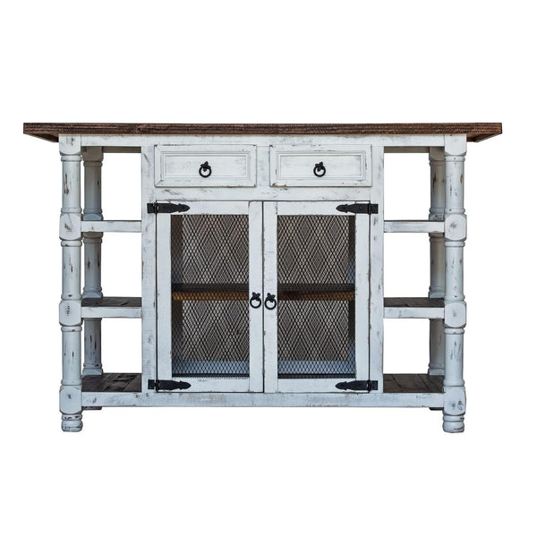  Elements International Matthew MAMW022KI Kitchen Island - White/Brown IMAGE 1