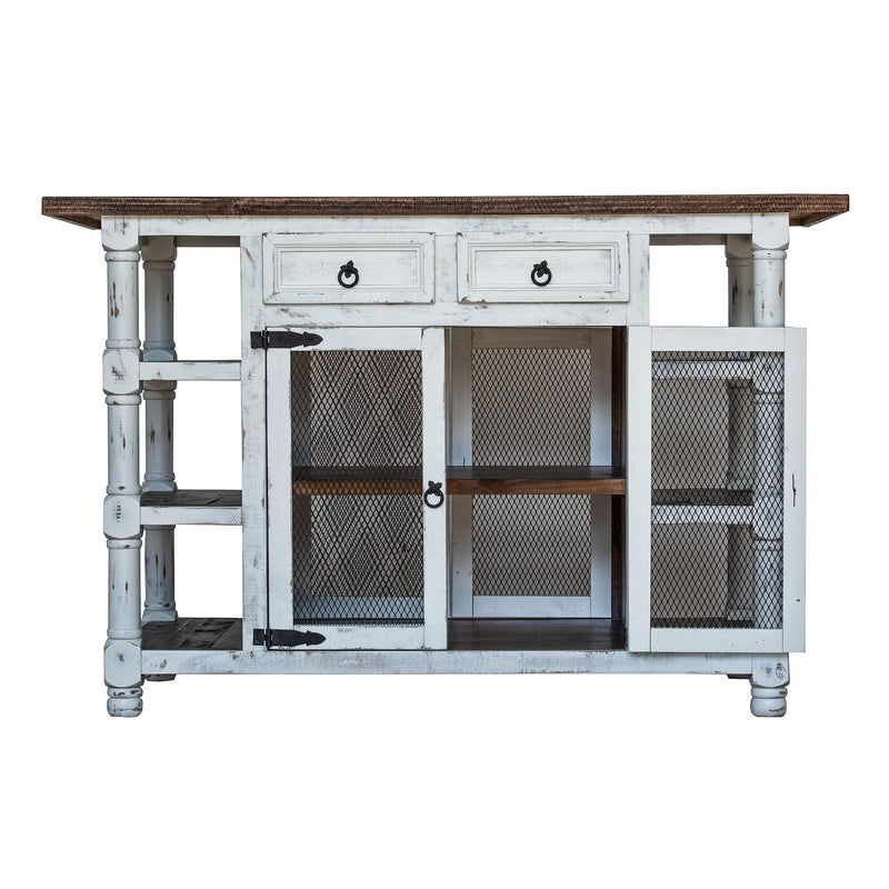  Elements International Matthew MAMW022KI Kitchen Island - White/Brown IMAGE 2
