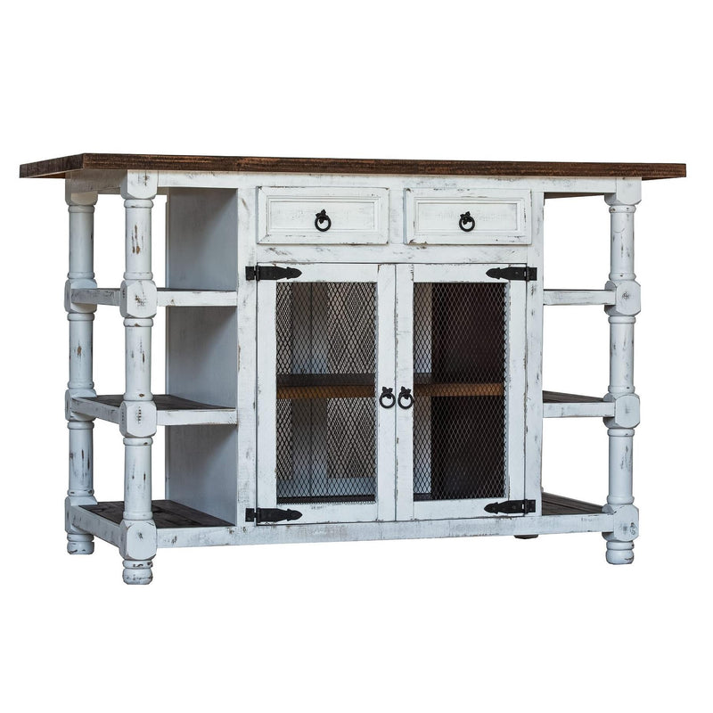  Elements International Matthew MAMW022KI Kitchen Island - White/Brown IMAGE 3