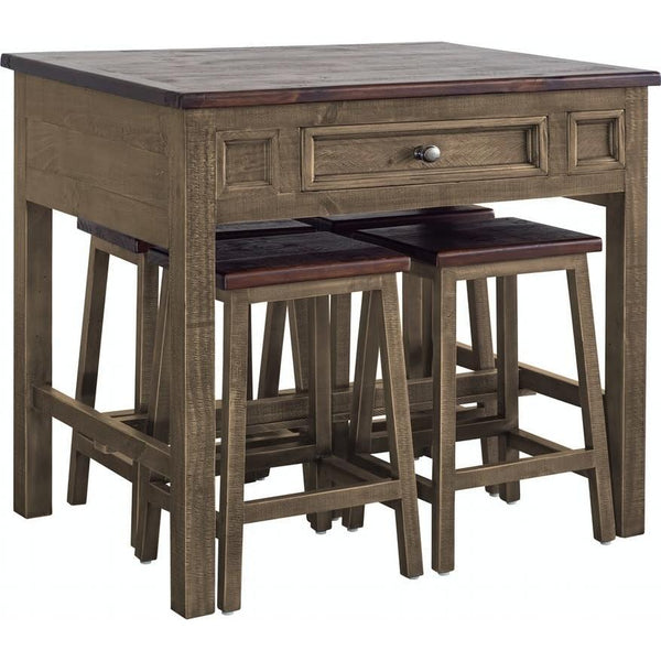  Elements International Ibiza MAIZ191KIST Kitchen Island and 4 Stools - Villa Antique/Brown IMAGE 1