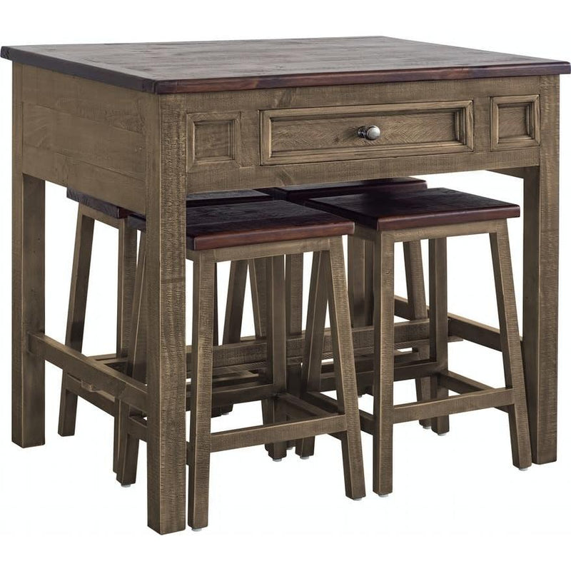  Elements International Ibiza MAIZ191KIST Kitchen Island and 4 Stools - Villa Antique/Brown IMAGE 1