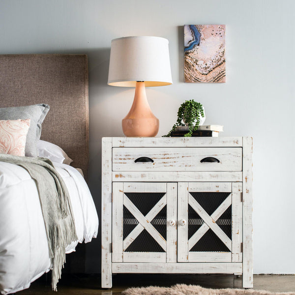  Elements International Simon MASN02CNE Accent Cabinet - White IMAGE 1