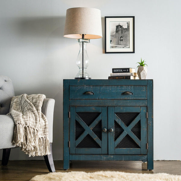  Elements International Simon MASN10CNE Accent Cabinet - Blue IMAGE 1