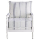  Coaster Furniture Blanchett 903835 Upholstered Bobbin Accent Chair - White and Navy IMAGE 2