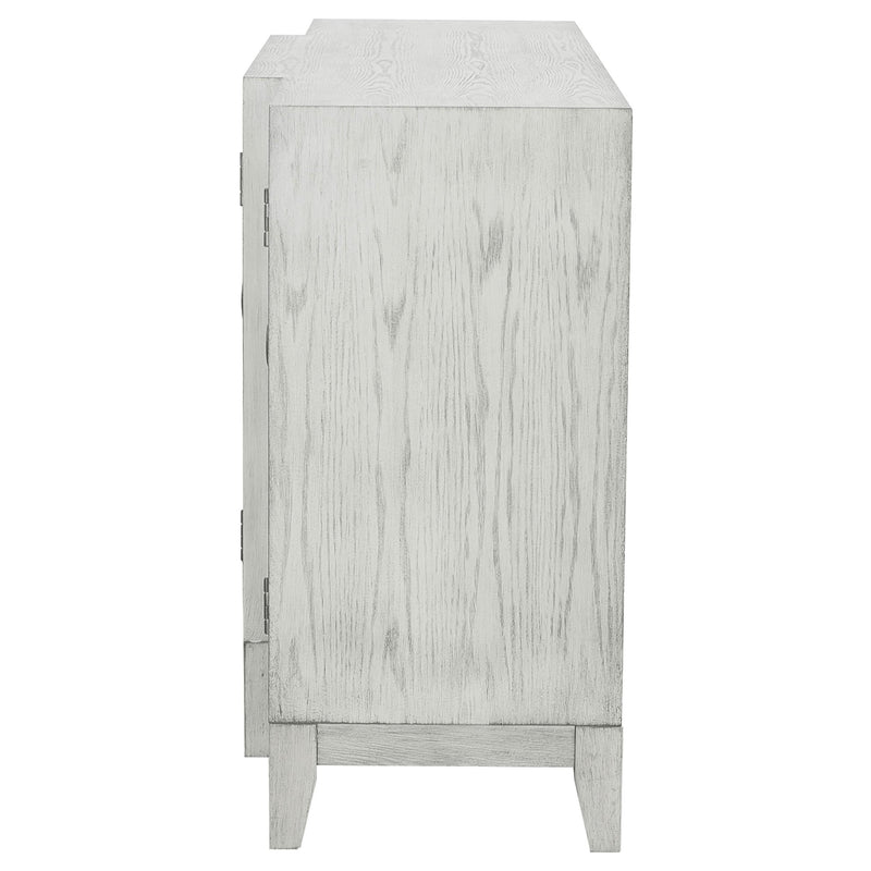 Coaster Furniture Mckellen 953376 4-door Wood Trellis Accent Cabinet - Distressed White IMAGE 4