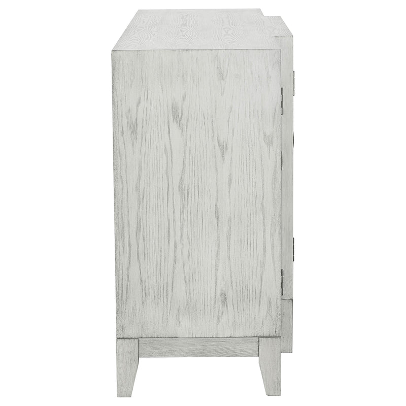 Coaster Furniture Mckellen 953376 4-door Wood Trellis Accent Cabinet - Distressed White IMAGE 6