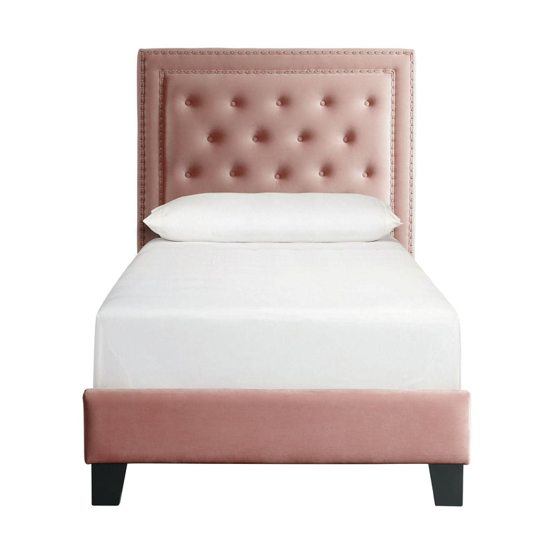  Elements International Tiffany UTF1903TBV Twin Upholstered Bed - Broadway Blush IMAGE 1