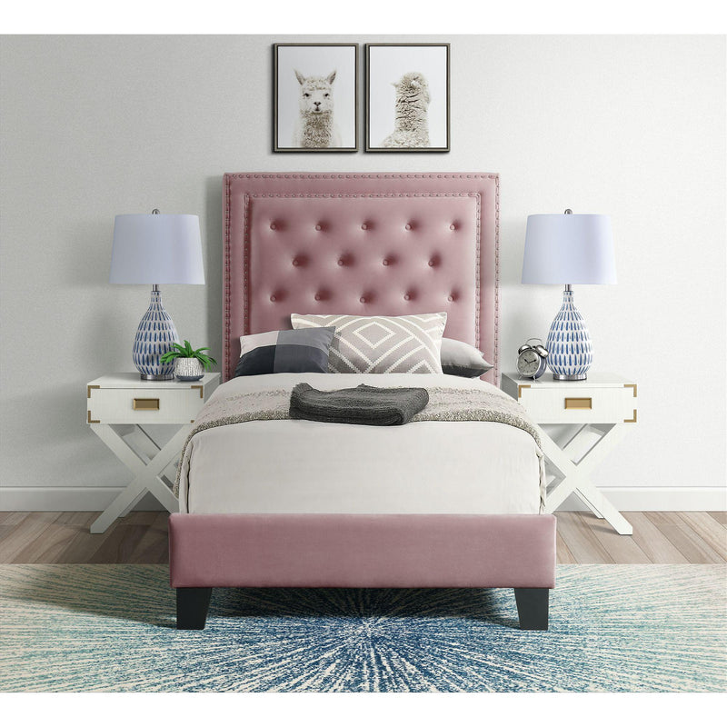  Elements International Tiffany UTF1903TBV Twin Upholstered Bed - Broadway Blush IMAGE 7