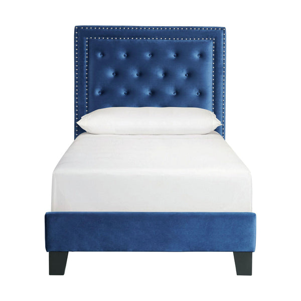  Elements International Tiffany UTF286TBV Twin Upholstered Bed - Broadway Navy IMAGE 1