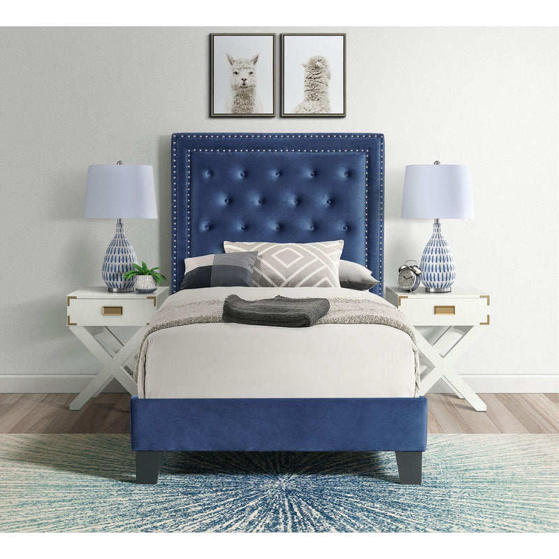  Elements International Tiffany UTF286TBV Twin Upholstered Bed - Broadway Navy IMAGE 7