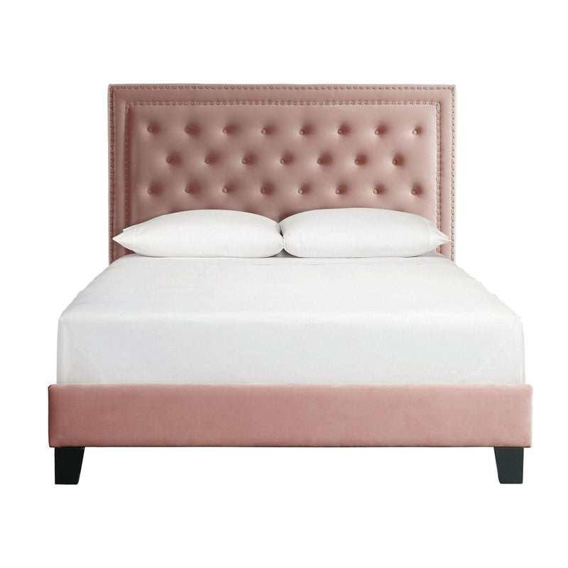  Elements International Tiffany UTF1903QBV Queen Upholstered Bed - Broadway Blush IMAGE 1