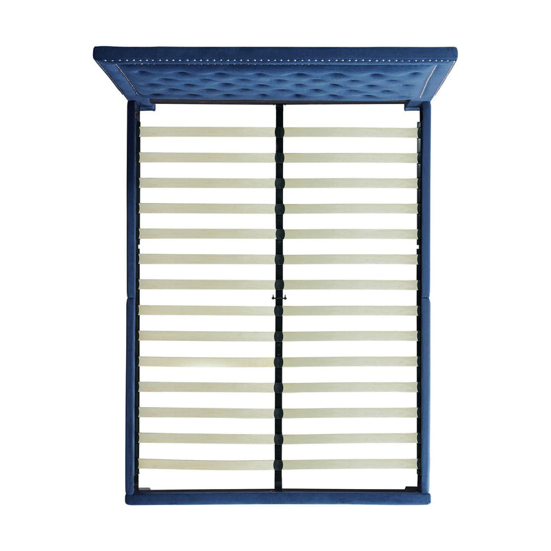  Elements International Tiffany UTF286QBV Queen Upholstered Bed - Broadway Navy IMAGE 3