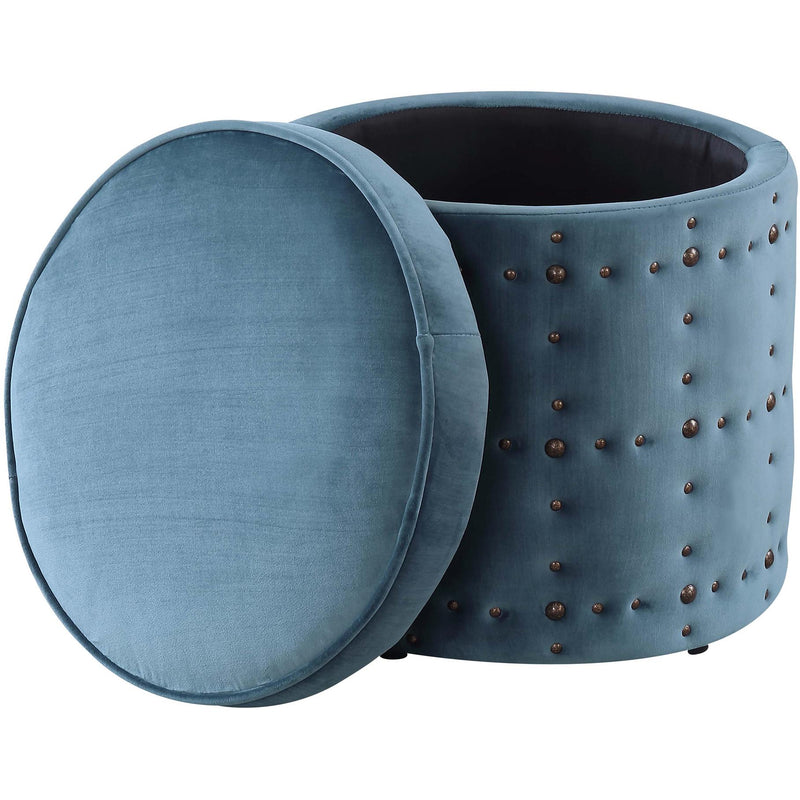  Elements International Allie UAL291001 Storage Ottoman - Marine Blue IMAGE 1