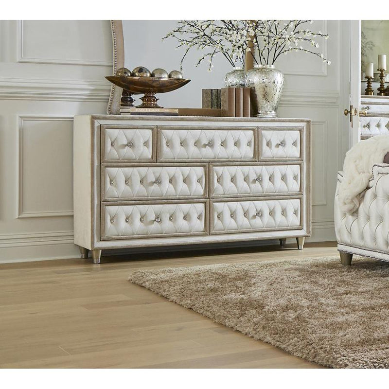 Coaster Furniture Antonella 223523 7-Drawer Upholstered Dresser - Ivory and Camel IMAGE 2