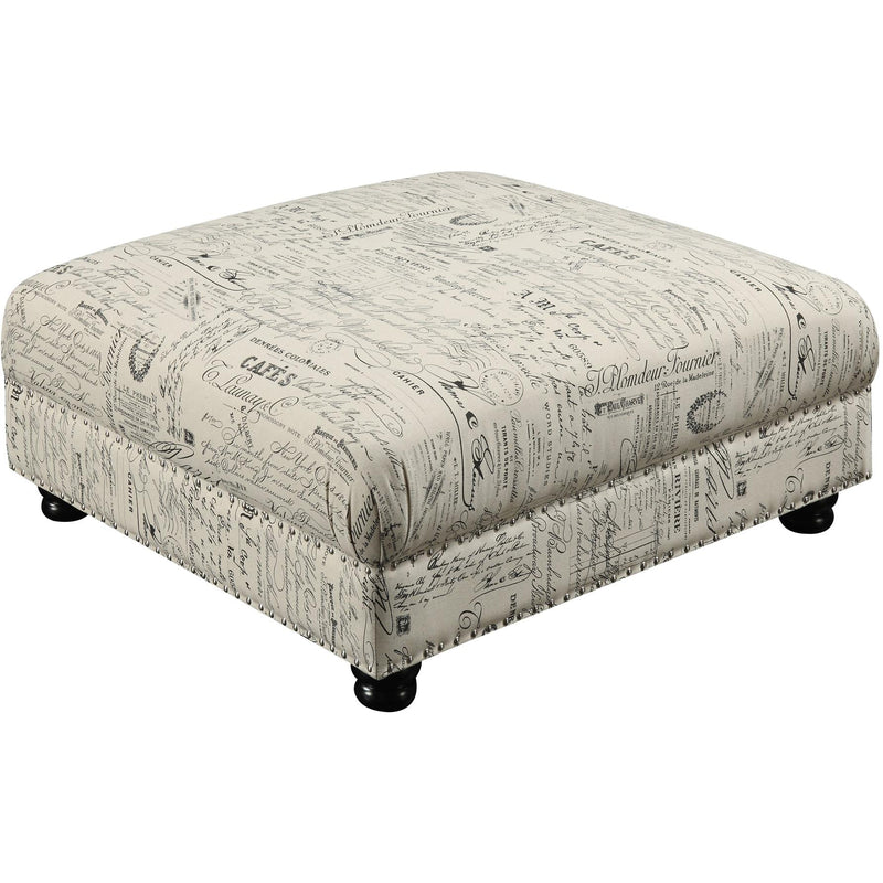  Elements International Twain Ottoman with French Script Pattern IMAGE 1