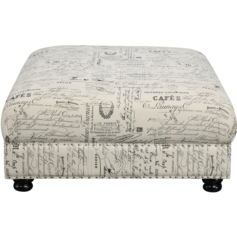 Elements International Twain Ottoman with French Script Pattern IMAGE 2