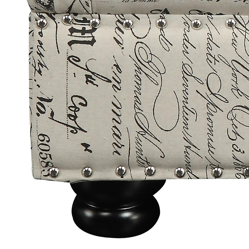  Elements International Twain Ottoman with French Script Pattern IMAGE 3
