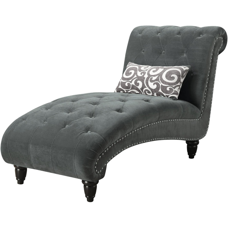  Elements International Twain Chaise with Gray Scroll Pillow IMAGE 1
