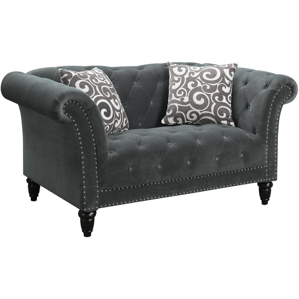  Elements International Twain Loveseat with Gray Scroll Pillows IMAGE 1