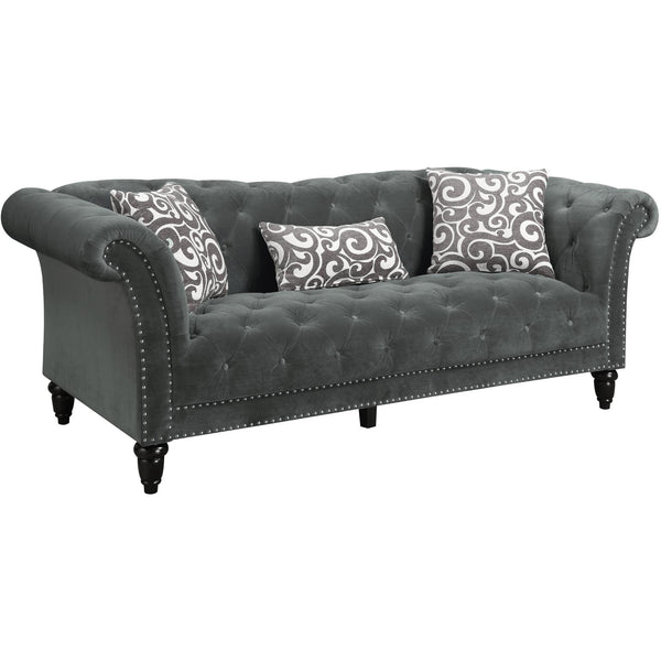  Elements International Twain Sofa with Gray Scroll Pillows IMAGE 1
