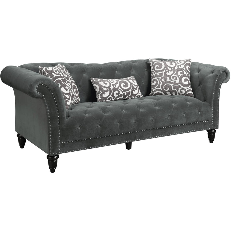  Elements International Twain Sofa with Gray Scroll Pillows IMAGE 1